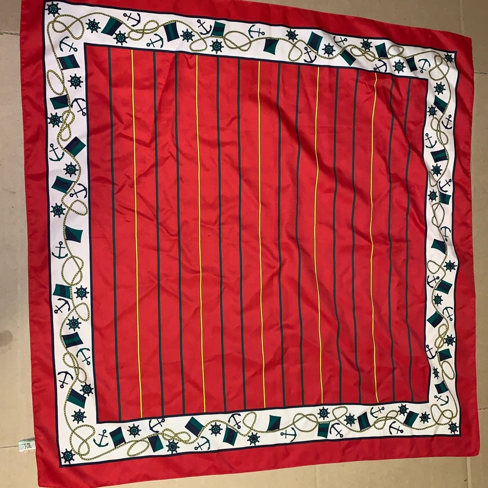 Made in Italy Vintage Silky Scarf Nautical Theme